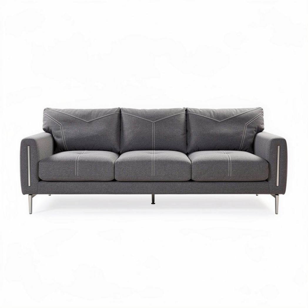 Canapé moderne en tissu gris avec finition soignée dimensions 200 x 80 x 90 cm