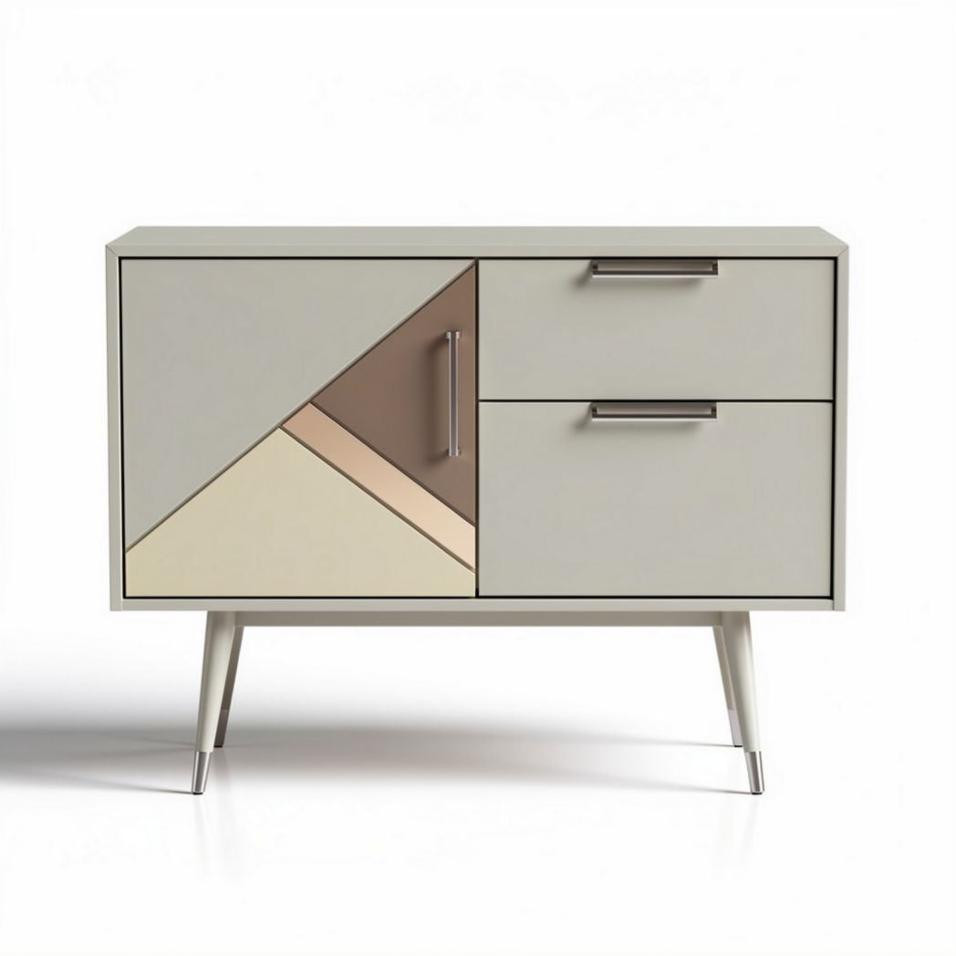 Meuble de rangement moderne en MDF beige et rose 80 x 40 x 75cm