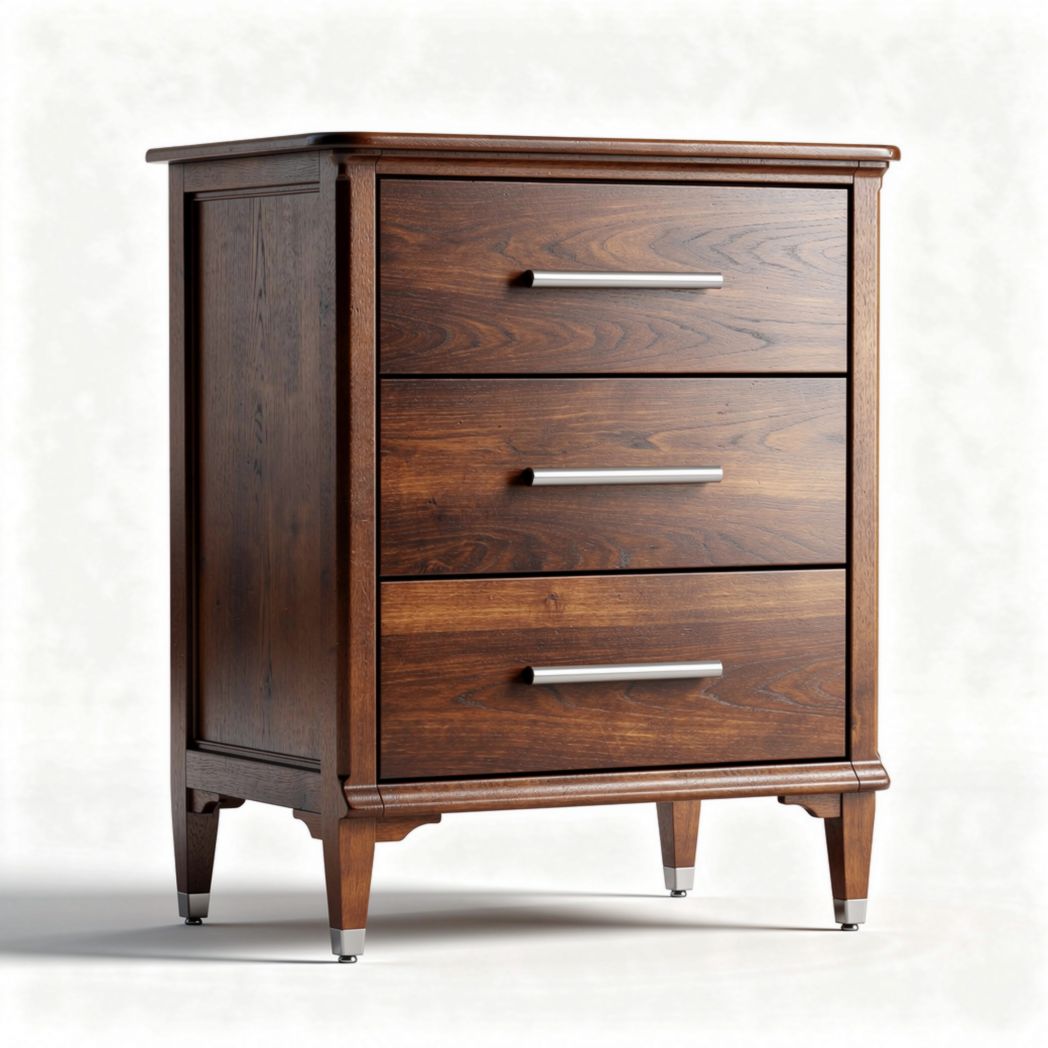 Commode en bois foncé avec trois tiroirs 70 x 40 x 90cm