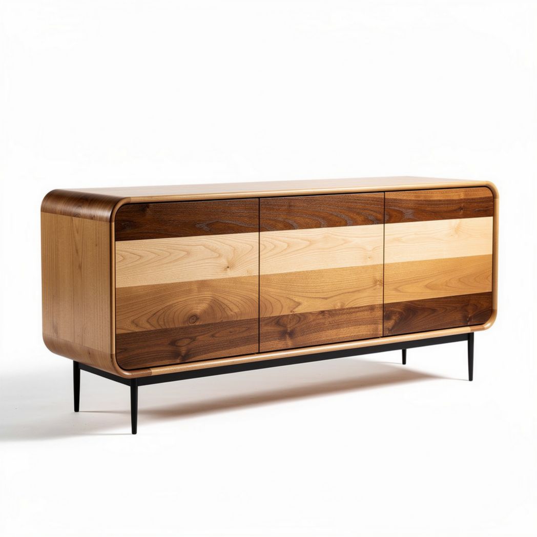 Buffet en bois avec finitions en chêne et noyer dimensions 160 x 45 x 70cm