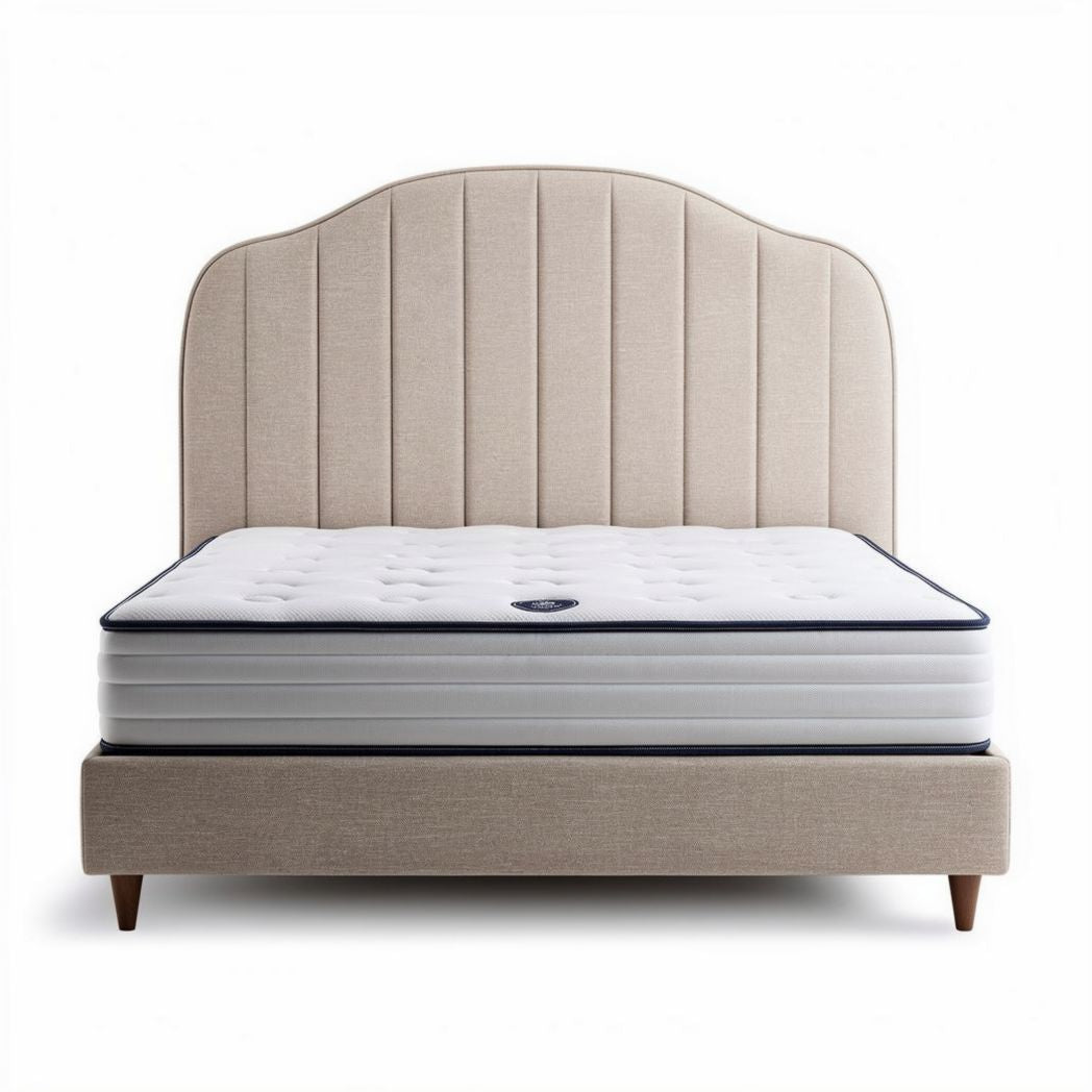 Matelas en mousse à mémoire de forme 200 x 160 x 25 cm couleur blanche et beige