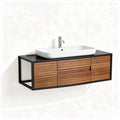 Meuble de salle de bain suspendu en bois avec lavabo blanc 120 x 50 x 40cm