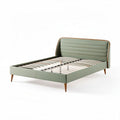 Lit double moderne en tissu vert avec tête de lit rembourrée dimension 200 x 160 x 100cm
