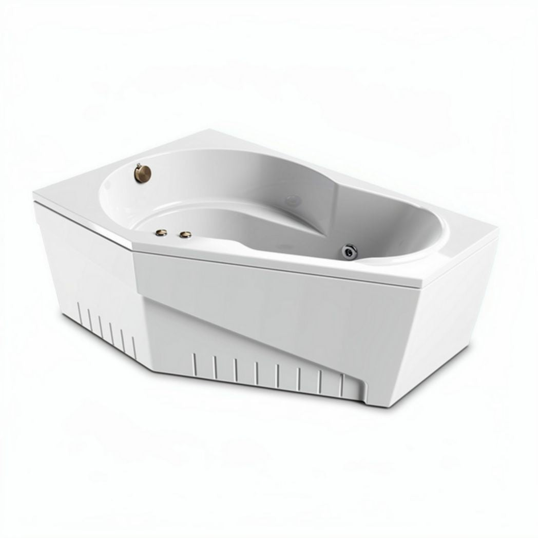 Baignoire d'angle en acrylique blanche dimensions 150 x 80 x 60cm avec jets d'hydromassage