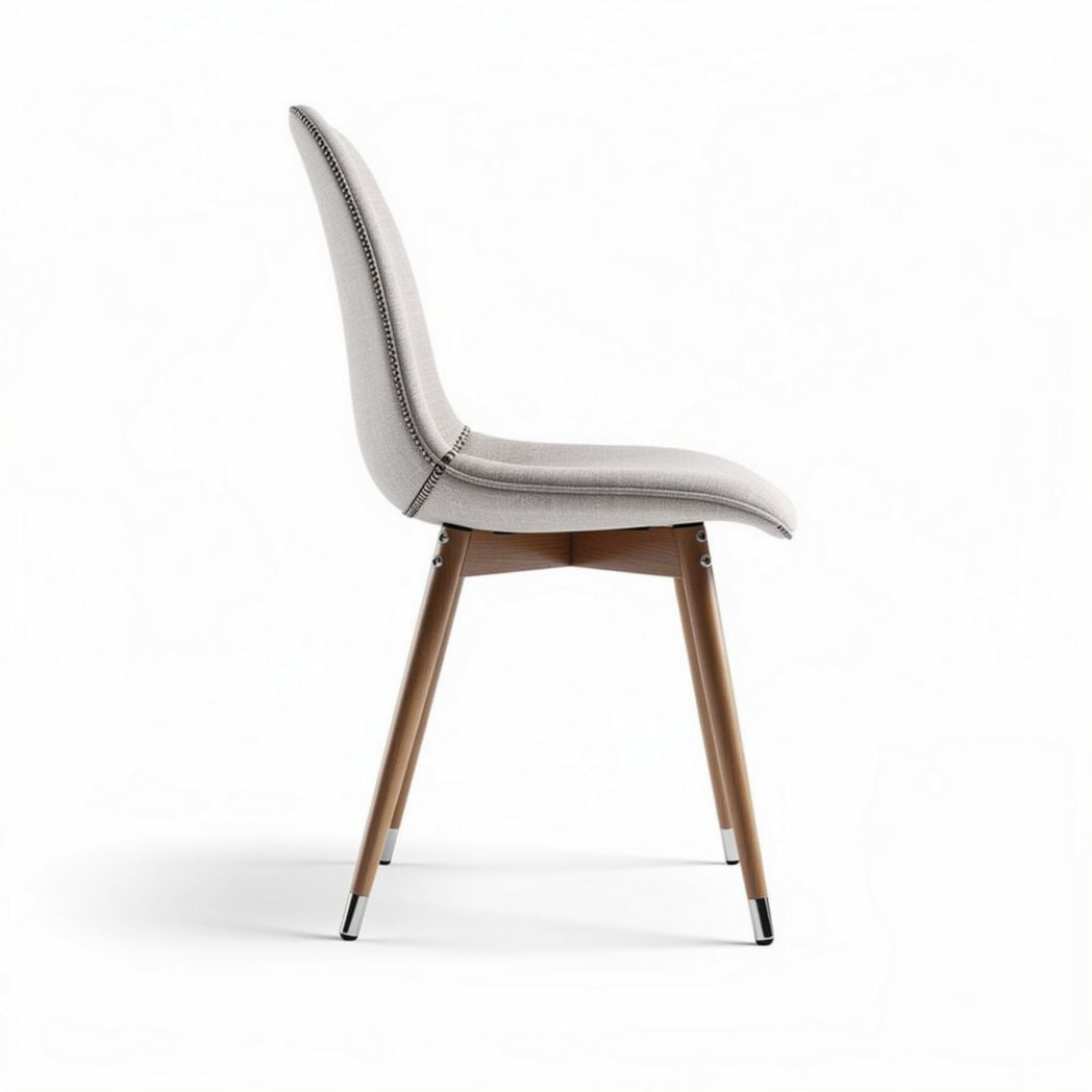 Chaise en tissu beige avec pieds en bois 45 x 50 x 90cm pour salle à manger