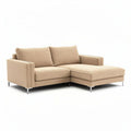 Canapé d'angle en tissu beige 220 x 90 x 85cm avec accoudoirs en métal